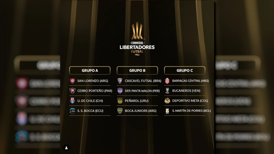 Conmebol divulga a tabela de jogos da Libertadores de Futsal - X1